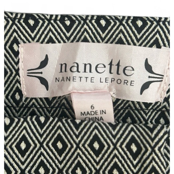 Nanette Lepore Womens Black Gold Jacquard Ankle Pants Front Slit Hem Size 6 NWT‎ - Picture 4 of 7